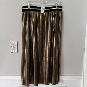 Moon River Metallic Pleat Midi Skirt NWT/XL